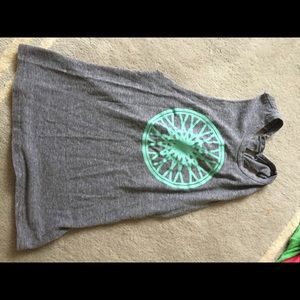 Soulcycle grey tank with mint wheel braided back